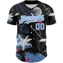 Загрузить изображение в средство просмотра галереи, Custom Black Light Blue-White 3D Pattern Design Sailing Boats Authentic Baseball Jersey