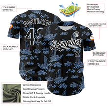 Load image into Gallery viewer, Custom Black White-Light Blue 3D Pattern Design Boats And Fish Authentic Baseball Jersey