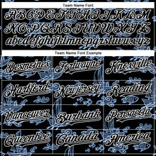 Load image into Gallery viewer, Custom Black White-Light Blue 3D Pattern Design Boats And Fish Authentic Baseball Jersey