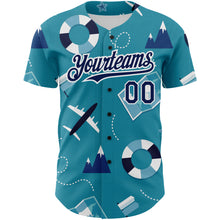 Load image into Gallery viewer, Custom Lakes Blue Navy-White 3D Pattern Design Holiday Travel Authentic Baseball Jersey