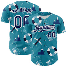 Load image into Gallery viewer, Custom Lakes Blue Navy-White 3D Pattern Design Holiday Travel Authentic Baseball Jersey