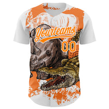 Загрузить изображение в средство просмотра галереи, Custom White Bay Orange 3D Pattern Design Crocodile Authentic Baseball Jersey