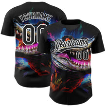 Загрузить изображение в средство просмотра галереи, Custom Black White 3D Pattern Design Neon Crocodile Authentic Baseball Jersey