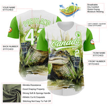 Laden Sie das Bild in den Galerie-Viewer, Custom White Aurora Green 3D Pattern Design Crocodile Authentic Baseball Jersey