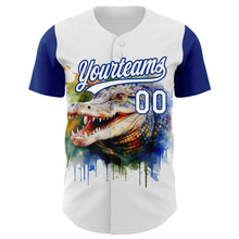 Laden Sie das Bild in den Galerie-Viewer, Custom White Royal 3D Pattern Design Crocodile Authentic Baseball Jersey