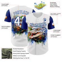 Laden Sie das Bild in den Galerie-Viewer, Custom White Royal 3D Pattern Design Crocodile Authentic Baseball Jersey