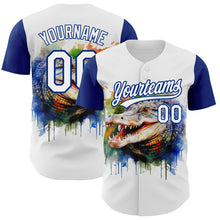 Laden Sie das Bild in den Galerie-Viewer, Custom White Royal 3D Pattern Design Crocodile Authentic Baseball Jersey