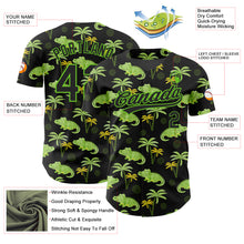 Load image into Gallery viewer, Custom Black Aurora Green 3D Pattern Design Crocodile And Tropical Hawaii Palm Trees Authentic Baseball Jersey
