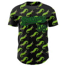 Загрузить изображение в средство просмотра галереи, Custom Black Grass Green 3D Pattern Design Crocodile Authentic Baseball Jersey