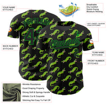 Загрузить изображение в средство просмотра галереи, Custom Black Grass Green 3D Pattern Design Crocodile Authentic Baseball Jersey