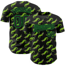 Загрузить изображение в средство просмотра галереи, Custom Black Grass Green 3D Pattern Design Crocodile Authentic Baseball Jersey