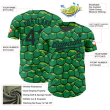 Charger l'image dans la galerie, Custom Kelly Green Black 3D Pattern Design Turtle Shell Authentic Baseball Jersey