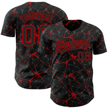 Load image into Gallery viewer, Custom Black Red 3D Pattern Design Abstract Network Authentic Baseball Jersey