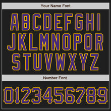 Загрузить изображение в средство просмотра галереи, Custom Black Purple-Gold 3D Pattern Design Abstract Network Authentic Baseball Jersey
