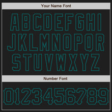 Load image into Gallery viewer, Custom Black Teal 3D Pattern Design Abstract Network Authentic Baseball Jersey