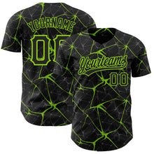 Charger l'image dans la galerie, Custom Black Neon Green 3D Pattern Design Abstract Network Authentic Baseball Jersey