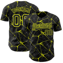 Загрузить изображение в средство просмотра галереи, Custom Black Neon Yellow 3D Pattern Design Abstract Network Authentic Baseball Jersey
