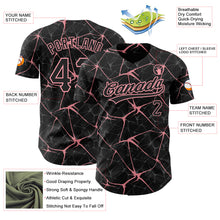 Load image into Gallery viewer, Custom Black Medium Pink 3D Pattern Design Abstract Network Authentic Baseball Jersey