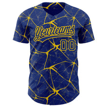 Load image into Gallery viewer, Custom Royal Yellow 3D Pattern Design Abstract Network Authentic Baseball Jersey