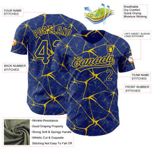 Load image into Gallery viewer, Custom Royal Yellow 3D Pattern Design Abstract Network Authentic Baseball Jersey