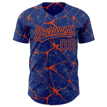 Load image into Gallery viewer, Custom Royal Orange 3D Pattern Design Abstract Network Authentic Baseball Jersey