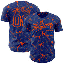 Load image into Gallery viewer, Custom Royal Orange 3D Pattern Design Abstract Network Authentic Baseball Jersey