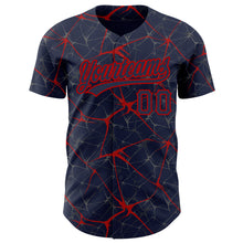 Load image into Gallery viewer, Custom Navy Red 3D Pattern Design Abstract Network Authentic Baseball Jersey