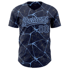 Load image into Gallery viewer, Custom Navy Light Blue 3D Pattern Design Abstract Network Authentic Baseball Jersey