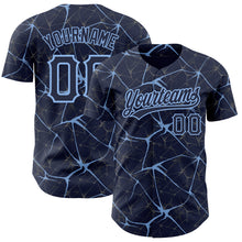 Load image into Gallery viewer, Custom Navy Light Blue 3D Pattern Design Abstract Network Authentic Baseball Jersey
