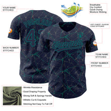 Load image into Gallery viewer, Custom Navy Teal 3D Pattern Design Abstract Network Authentic Baseball Jersey