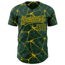 Load image into Gallery viewer, Custom Green Gold 3D Pattern Design Abstract Network Authentic Baseball Jersey