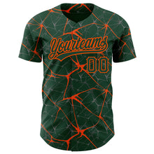 Load image into Gallery viewer, Custom Green Orange 3D Pattern Design Abstract Network Authentic Baseball Jersey