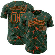 Load image into Gallery viewer, Custom Green Orange 3D Pattern Design Abstract Network Authentic Baseball Jersey
