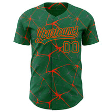 Load image into Gallery viewer, Custom Kelly Green Orange 3D Pattern Design Abstract Network Authentic Baseball Jersey