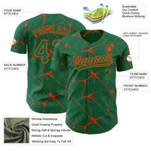 Load image into Gallery viewer, Custom Kelly Green Orange 3D Pattern Design Abstract Network Authentic Baseball Jersey