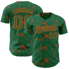 Load image into Gallery viewer, Custom Kelly Green Orange 3D Pattern Design Abstract Network Authentic Baseball Jersey