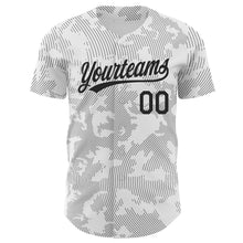 Load image into Gallery viewer, Custom White Black 3D Pattern Design Curve Lines Authentic Baseball Jersey