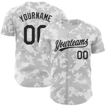 Load image into Gallery viewer, Custom White Black 3D Pattern Design Curve Lines Authentic Baseball Jersey