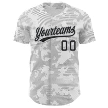 Загрузить изображение в средство просмотра галереи, Custom White Black-Gray 3D Pattern Design Curve Lines Authentic Baseball Jersey