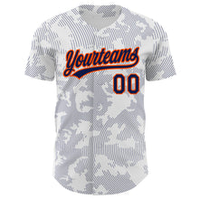 Загрузить изображение в средство просмотра галереи, Custom White Navy-Orange 3D Pattern Design Curve Lines Authentic Baseball Jersey