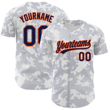 Загрузить изображение в средство просмотра галереи, Custom White Navy-Orange 3D Pattern Design Curve Lines Authentic Baseball Jersey