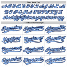 Load image into Gallery viewer, Custom White Light Blue-Navy 3D Pattern Design Curve Lines Authentic Baseball Jersey