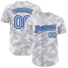 Load image into Gallery viewer, Custom White Light Blue-Navy 3D Pattern Design Curve Lines Authentic Baseball Jersey