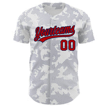 Загрузить изображение в средство просмотра галереи, Custom White Red-Navy 3D Pattern Design Curve Lines Authentic Baseball Jersey