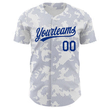 Загрузить изображение в средство просмотра галереи, Custom White Royal 3D Pattern Design Curve Lines Authentic Baseball Jersey