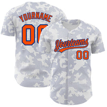 Load image into Gallery viewer, Custom White Orange-Royal 3D Pattern Design Curve Lines Authentic Baseball Jersey