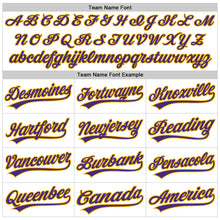 Load image into Gallery viewer, Custom White Purple-Gold 3D Pattern Design Curve Lines Authentic Baseball Jersey
