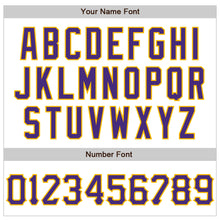 Load image into Gallery viewer, Custom White Purple-Gold 3D Pattern Design Curve Lines Authentic Baseball Jersey
