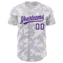 Load image into Gallery viewer, Custom White Purple-Gray 3D Pattern Design Curve Lines Authentic Baseball Jersey