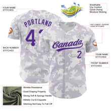 Load image into Gallery viewer, Custom White Purple-Gray 3D Pattern Design Curve Lines Authentic Baseball Jersey